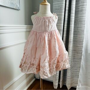 Catherine Malandrino Light Pink Dress With Gold Floral Accents